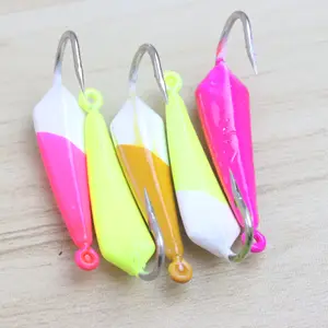 Trong Kho Jigging Lures 5 Màu Sắc 1/2 Oz Pompano Jig Goofy Jig Trắng & Hồng W/ Chartreuse & Màu Xanh Lá Cây Teaser