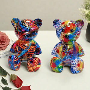 Oso de Peluche, Decoración para Habitación Infantil, Mueble de TV de Lujo para Sala de Estar, Mueble para Vino, Adorno de Oso Violento de Dibujos Animados, Resina Pequeña - Product Image 1