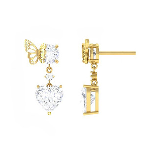 Orecchini Pendenti a Cuore e Farfalla, Orecchini Eleganti e alla Moda per Donne, Gioielli Raffinati - Product Image 1