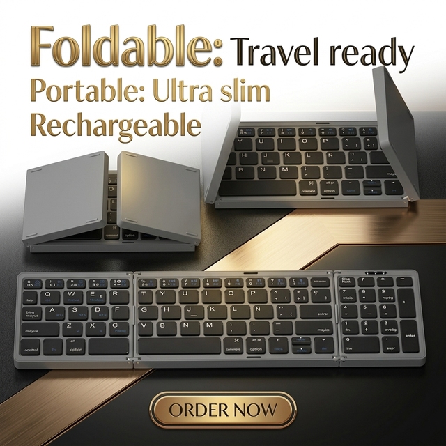 Wholesale Supplier ultra Portable Foldable bluetooth Keyboard Pocket-sized Rechargeable Wireless Keyboard for Travel Office
