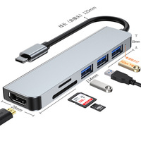 Nouvelle arrivée 6 ports USB 2.0 Type C Hub adaptateur multifonction Hub avec carte SD TF PD charge 8 en 1 Usb C Hub