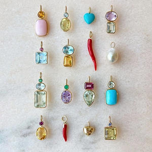 Yeni stil Vintage altın kaplama geometrik cam Birthstone Hoop kolye kalp biber yuvarlak kolye kadınlar için parti - Product Image 1