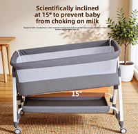 Berceau portable en tissu peluche pour bébé, lit pliant multifonctionnel pour chevet, lit de voyage réglable en hauteur, sac en maille respirante