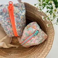 Pochette de maquillage matelassée brodée style bohème avec fermeture éclair, logo personnalisé, en coton, imprimé pailleté, durable pour les voyages des femmes