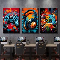 Tableau sur toile coloré de manette de jeu, affiche de jeu graffiti Art Déco, impression de manette de jeu pour la décoration murale de chambre de garçon gamer