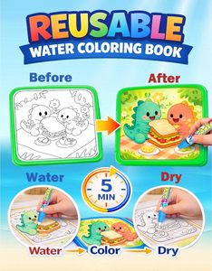 Livres <span class=keywords><strong>de</strong></span> peinture à l'eau réutilisables <span class=keywords><strong>de</strong></span> 10 pages pour les tout-petits <span class=keywords><strong>de</strong></span> 1 à 3 ans, livre <span class=keywords><strong>de</strong></span> <span class=keywords><strong>coloriage</strong></span> sans désordre, livre d'activités artistiques éducatives, cadeau pour les enfants - Product Image 4