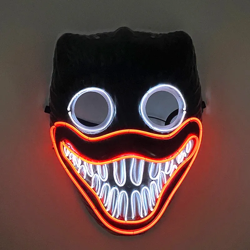 New Design Luminous Neon Party Mask Halloween Flashing Funny Mask Glowing In Dark Night Halloween Props Masquerade