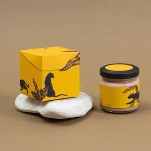 黄色方形纸盒定制迷你熊玻璃蜜罐包装新款Lucite梳子蜜盒