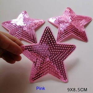 Parche de hierro brillante para bordado, Parche de lentejuelas de Estrella Roja de 9CM y 10 colores - Product Image 4