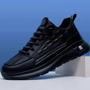 La surface en cuir pour hommes est confortable, chaude, épaisse et bien ajustée. Chaussures d'hiver épaisses à semelle épaisse tendance pour hommes - Product Image 3