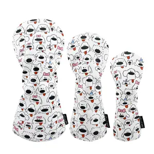 Custom Golf Head Covers Texture Embroidery Synthetic Pu Leather Driver Wood Club Covers Golf Headcovers