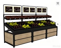Fabrieksdirecte verkoop houten en ijzeren fruit- en groentepresentatie rek fruitrek winkelrek met manden