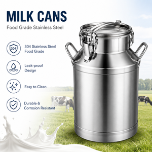 Seau à lait en acier inoxydable SS304 et aluminium de qualité alimentaire - Bidon à lait <span class=keywords><strong>20L</strong></span>-50L - Seau de transport de lait frais - Product Image 1