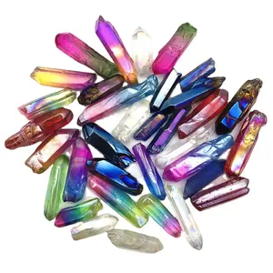 wholesale natural Electroplated various colors angel aura quartz raw crystals points Spiritual product