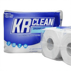 Lingettes en tissu non tissé pour exportation OEM en gros KR CLEAN 400 lingettes, taille personnalisée, style uni, biodégradables, écologiques, pour le nettoyage - Product Image 1