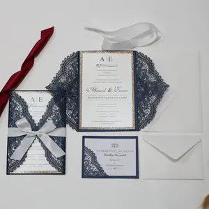 Cartes d'invitation de mariage rustiques, 50 pièces, enveloppes pour mariage, en papier Kraft, blanc, rouge bordeaux, prise en charge de la Date