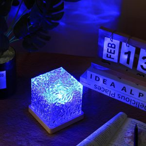 Lampe de table carrée LED en cristal, projecteur de plafond à lumière d'onde océanique, veilleuse pour chambre à coucher, changement de couleur, vente en gros - Product Image 4