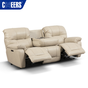 MANWAH CHEERS Luxury Power Recliner <b>Sofa</b> Set Genuine <b>Leather</b> Living Room Furniture with Drop-down Table Home Seating - Product Image 2