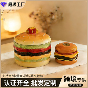 Cute Instagram-worthy ceramic hamburger dish, high-quality and stylish snack dish, dipping sauce dish, dessert bowl, instant - Product Image 3