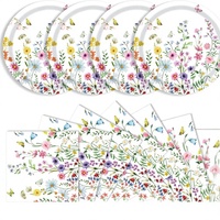 40 Assiettes et Serviettes en Papier Imprimées Sérigraphiées Motif Fleurs Sauvages, Sans BPA, Style Classique, Utilisation Sans Électricité, Idéales pour Baby Shower