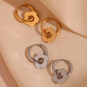 Summer Collection Boucles d'oreilles fleur géométrique en acier inoxydable plaqué or 18K pour dames Cadeau bijoux mode <span class=keywords><strong>E327</strong></span> - Product Image 3