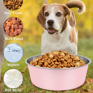 Thép Không Gỉ Bát Con Chó Đặt Thực Phẩm Và Nước Silicone Cơ Sở Chống Trượt Chống Gỉ Kim Loại Cao Con Chó Bát Cho Trung Bình Lớn Chó - Product Image 4