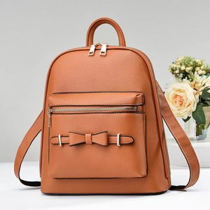 Pink Women's <b>Backpack</b> Softback Square Shape With Bow Detail Zipper Closure <b>Lightweight</b> Medium Capacity All Seasons Daily Use - Product Image 2