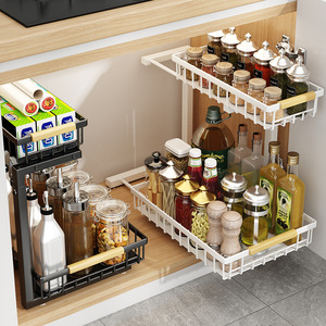 2 Tier Pull Out Metal <strong>Kitchen</strong> Under Sink <strong>Storage</strong> Rack Adjustable Cabinet Organizer With Sliding Drawer Home Accessories <strong>Kitchen</strong> - Product Image 4