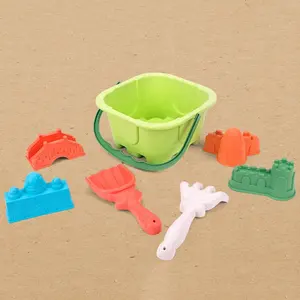 Summer Funny Wheat Straw Eco Sand Beach Toys Bucket Set for Play Outdoor