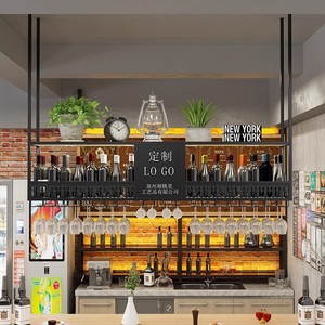 Porte-verres mural moderne en fer forgé pour gobelets inversés, support à vin suspendu pour restaurant 10-19 - Product Image 4