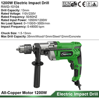 Perceuse à percussion électrique professionnelle 1200W, outil électrique, 13 mm, filaire, vitesse variable, pour bois, acier, béton