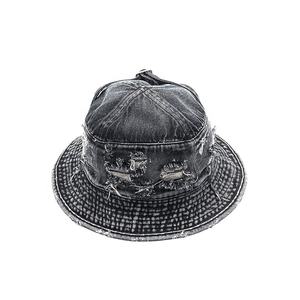 Vente en gros Chapeau seau en jean vieilli Vintage délavé personnalisé avec propre LOGO pour <span class=keywords><strong>femme</strong></span> Jean XXL noir - Product Image 1
