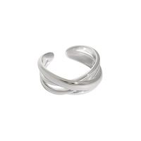 Bague géométrique en forme de X à plusieurs couches en argent sterling 925 plaqué or 18 carats classique à la mode pour femmes