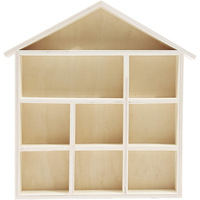 Étagère murale flottante en bois rustique en forme de maison, avec un design éco-responsable à trois niveaux, pour la peinture DIY des enfants