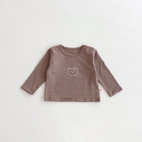 Vêtements pour bébés printemps-automne 0-5 ans, haut pour bébé, t-shirt en coton à manches longues, doux, respirant, lavable, vêtements mignons pour bébés