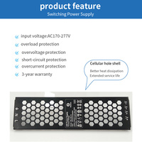 Alimentation électrique pour bande LED en aluminium AC-DC, design en nid d'abeille, refroidissement haute efficacité, antirouille, résistant à l'usure, LED d'intérieur