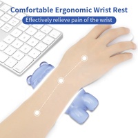Ensemble clavier et souris en forme d'ours en cristal bleu, repose-poignets en gel noir transparent pour la maison, le bureau et les jeux