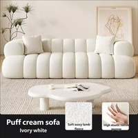 2026 Neues Nordisches Minimalistisches Cremefarbenes Quadratisches Marshmallow-Stil Schulsofa-Set Modern Luxuriös Lammfell-Optik