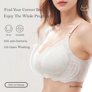 1820 senza fili donna incinta <span class=keywords><strong>reggiseno</strong></span> W supporto con cuscinetti fissi vestiti di maternità 10A Anti-batteri mamma accogliente pizzo allattare <span class=keywords><strong>reggiseno</strong></span> - Product Image 2