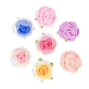 ดอกกุหลาบไหมพรมถักมือพร้อมกลีบดอก สำหรับตกแต่งเครื่องประดับชุด DIY - Product Image 5