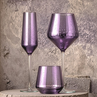 Magnifiques gobelets à eau électro-plaqués violet, verres à champagne, gobelets à vin en cristal pour les fêtes