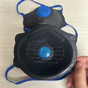 Máscara de Poeira Preta FFP2 com Válvula, Cobertura Nasal em Tecido de Carbono EN149, Máscara de Proteção Pessoal para Construção e Mineração - Product Image 2