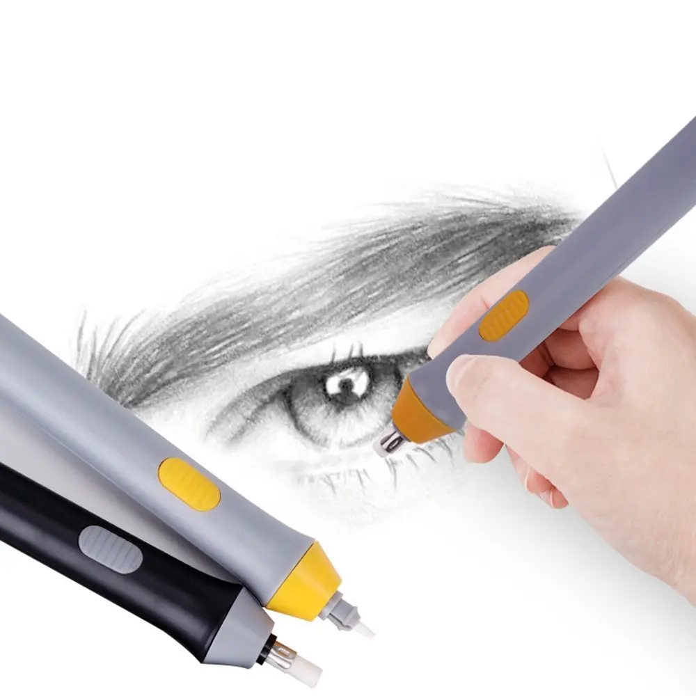 White Battery Operated for Artists Drawing Painting Esquirla Electric Eraser Pen with Refills 
