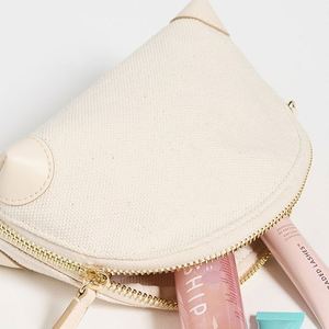 Bolsa de Maquillaje de Viaje Ecológica, Reutilizable, Personalizada, de Lona, con Esquinas Curvas Naturales, Cierre de Cuero Sintético, Impermeable y Plegable - Product Image 3