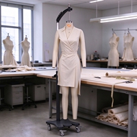 Mannequin de couture femme corps entier taille US avec jambes gauche amovibles, support roulant premium pour drapage et création de patrons