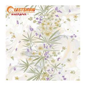 Papier peint floral mixte style campagnard romantique, lavande et feuilles de <span class=keywords><strong>palmier</strong></span>, pour décoration intérieure moderne - Product Image 1
