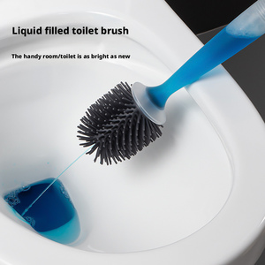 Water <b>Spray</b> Silicone Toilet Brush Long Handle Refillable Silicone Brush With Wall-<b>Mounted</b> Bathroom Cleaning Accessories - Product Image 2