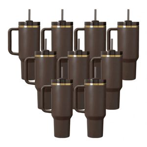 Custom LogoBulk Bpa Free Dark Brown Gold Plated 30Oz Laser Engrave Tumblers Water Bottle 40Oz Tumbler With Lid and Straw - Product Image 1