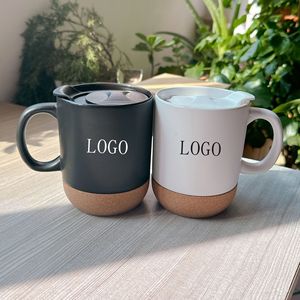 Customizable Cork Base <b>Ceramic</b> <b>Mug</b> Sublimation Blank Wooden Base Matte With Lid Premium Gift Coffee Cup - Product Image 1
