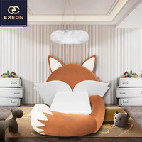 Lit double en tissu de luxe moderne, design de mobilier de villa haut de gamme, chambre d'enfant, lit renard